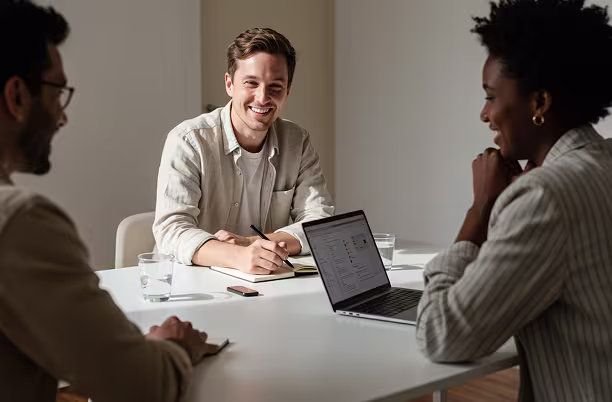 Sales team collaborating on proposals