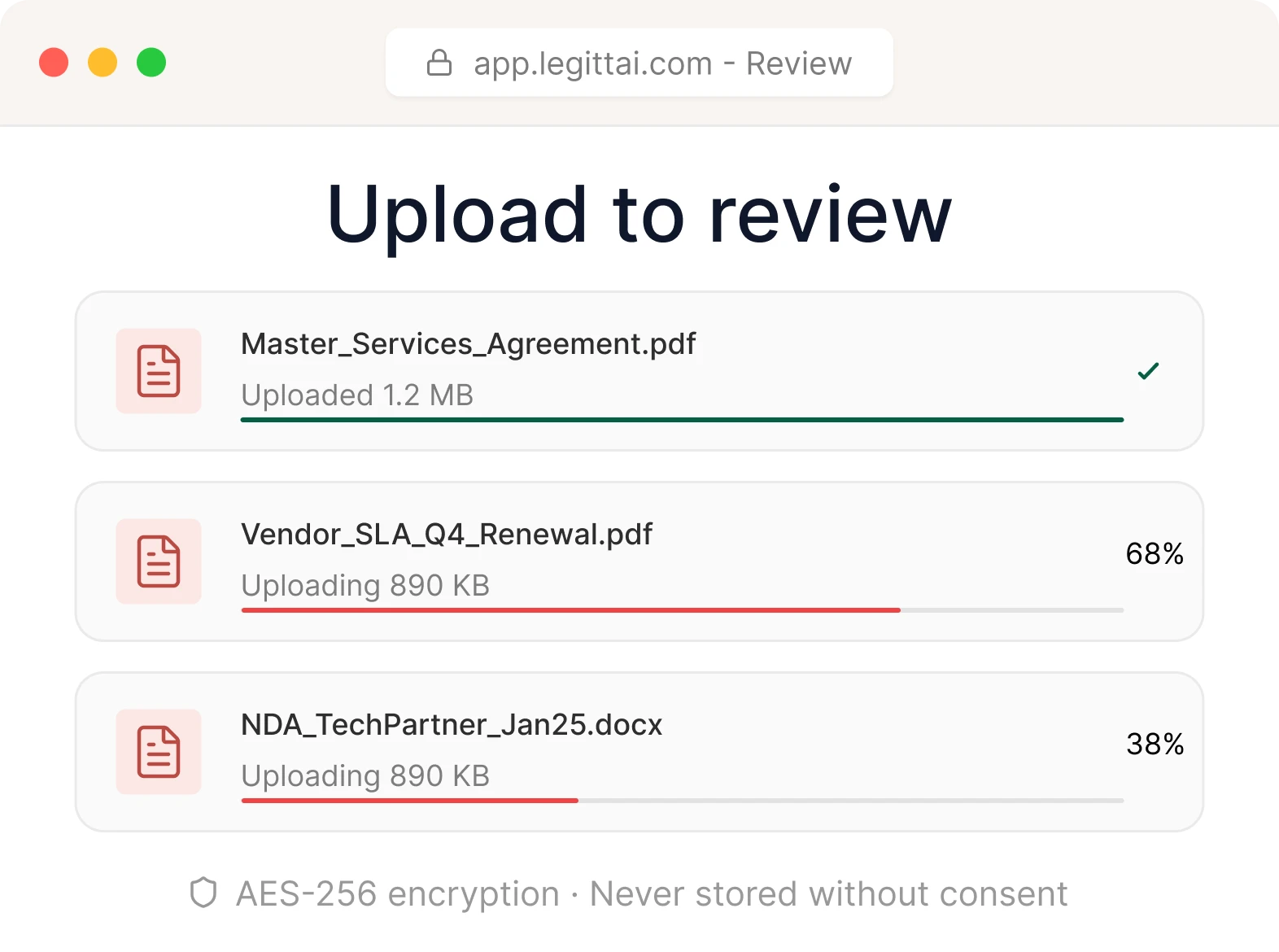 Bulk Contract Upload Interface AI Review