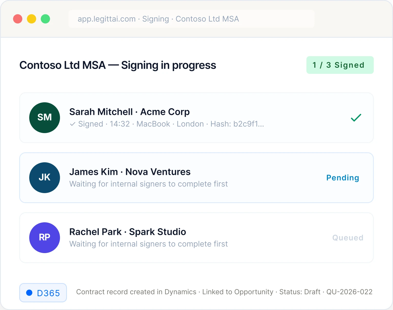 Contract eSignature Audit Trail System