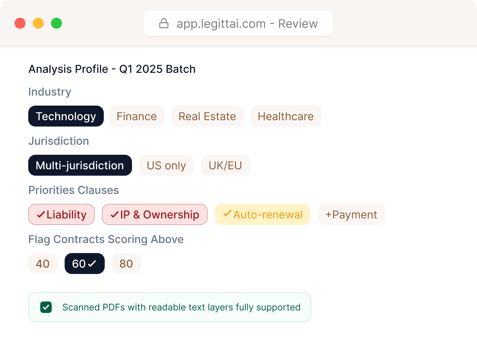 Contract Risk Profile Configuration AI Legitt