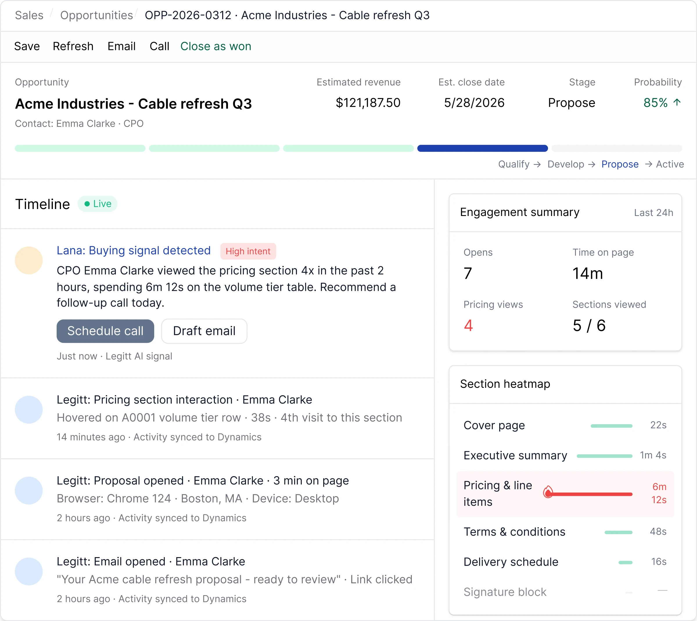 Proposal Tracking Customer Activity Dashboard
