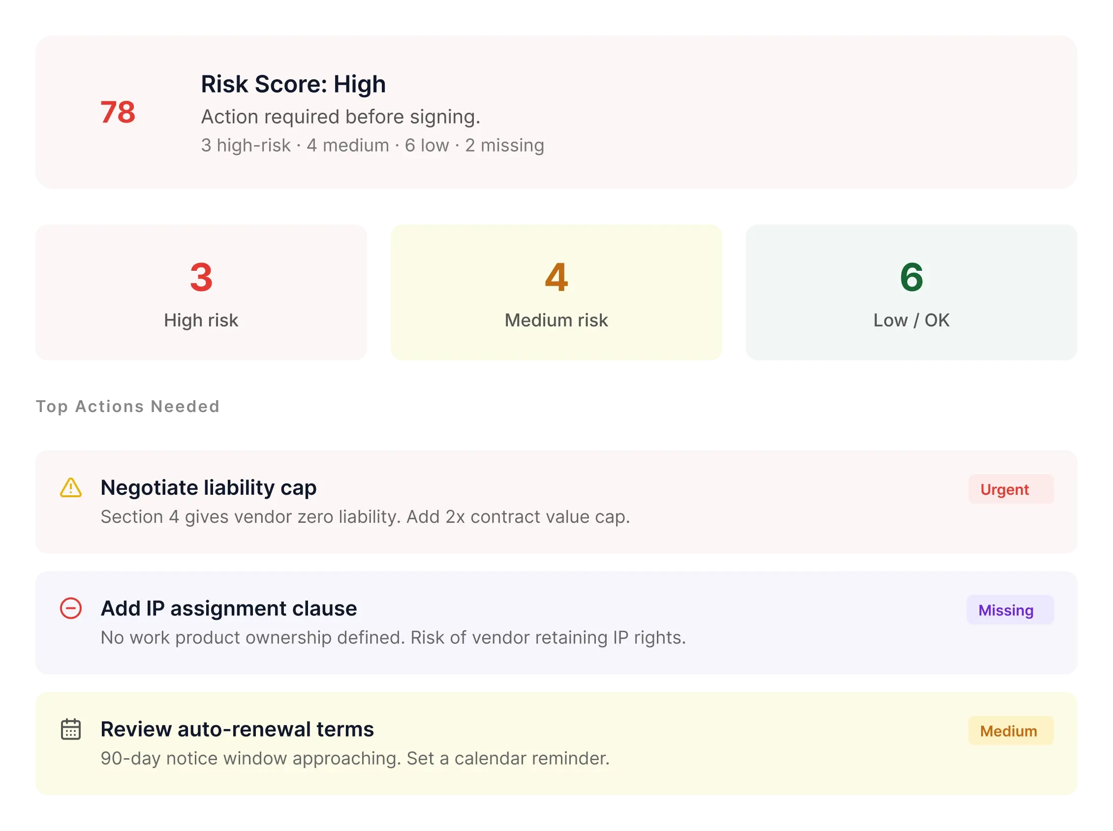 Risk signals preview